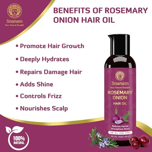 Image of Rosemary Onion Hair Oil | 100% Pure & Natural Hair Oil | Reduces Hair Fall, Strengthens Roots & Nourishes Hair | For All Hair Types | 100 ml