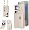 Funda Tipo Cartera Cruzada para Samsung Galaxy S25 Ultra, con Ranuras para Tarjetas y Bolsillo con Cremallera, Cartera Plegable con Bloqueo RFID, Anillo de Soporte y Correa Desmontable - Beige 2