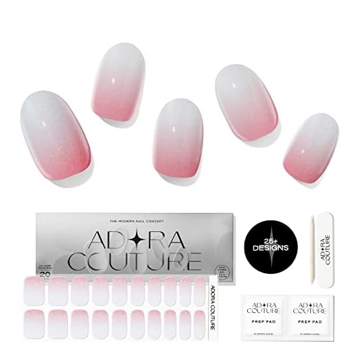 Adora Couture Semi Cured Gel Nail Strips | White and Pink Ombre Glitter Gel Nail Strips | Glitter, Ombre Gradient Full Sticker Nail Wraps for Women | Stick On Salon Nails at Home Kit - UV Required (Princess Wedding)