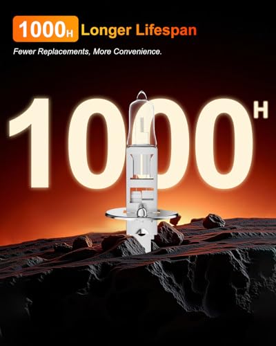 Image of H1 Halogen Headlight Bulbs, H1 Bulb,12V 55W, 4000 Lumens, 3800K, No Glare, High Beam, Standard Headlight Bulb,High Beam Headlight Bulb,Light Bulbs for Car, Pack Of 2