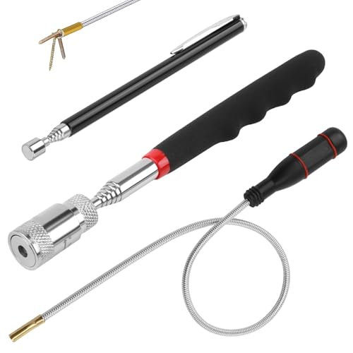 3 Pièces forets de tournevis magnétiques puissants Aimant Mecanique Auto Kit d'Outils Barre Puissant Télescopiques Tige Aimantée pour Récupérer Petites...