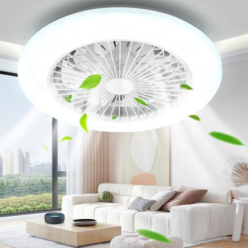 Aigostar- Ventilador Techo Alexa, con Luz, LED 40W, 4400LM, 2700K-6500K Regulable, Lampara Ventilador Techo Alexa con Mando a Distancia y Gateway, Silencioso, 6 Velocidades, Diameter 50CM