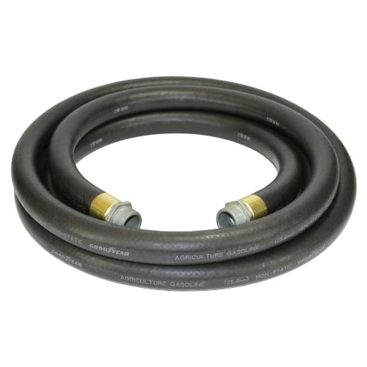 Goodyear 1729-1000-20 Farm Fuel 1-Inch by 20-Feet Transfer Hose with Threaded Male Couplings on Both Ends, Black