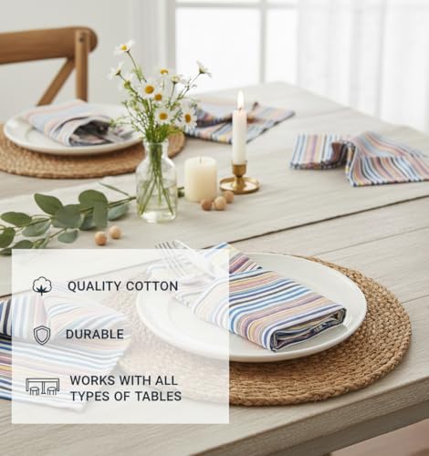 Sausalito Stripe 12-Pack Servilletas de Tela 18x18 in miniatura 2