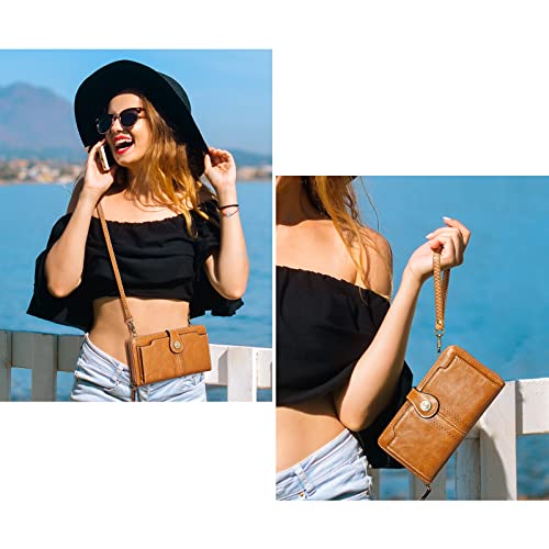 S-ZONE Vegan Leather Crossbody Bags for Women Small Cell Phone Purse RFID Blocking Clutch Purses with 2 Straps2