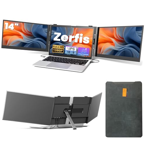 Image of Laptop Screen Extender, Ultra-Thin 14 inch FHD 1080P Portable Monitor for Laptop, 2.2lbs Lightweight Triple Monitor Extender Plug & Play for 13 inch-17 inch Laptops, Compatible with Wins /Mac /Android /Chrome