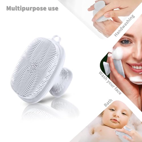 Image of VWMYQ Face Scrubber, Silicone Face Scrubber for Men, Gentle Exfoliator Pad & Massager, Facial Cleansing Brush - Removes Dead & Dry Skin (White, Square)