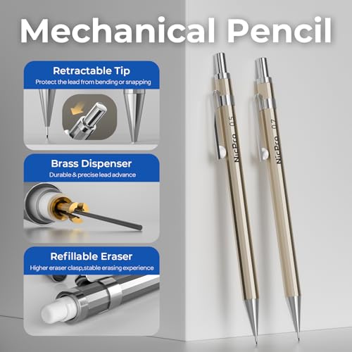 Outils de dessin professionnels Nicpro ensemble de géométrie crayons et règle - 4