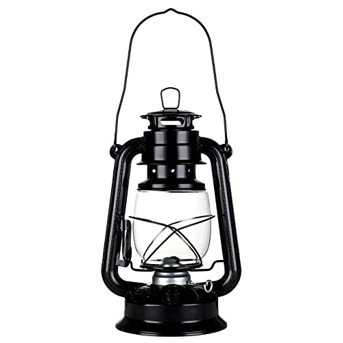 RIIGOOG Oil Lamps, Old Style Glass Kerosene Lamp, 7.9inches Retro Style Hurricane Lamp with Wick, Suitable for Outdoor, Camping, Party, Indoor of Kerosene Burner?Black?
