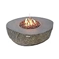 Elementi Boulder Outdoor Fire Pit Table 43 Inches Round Firepit Concrete Patio Heater Electronic Ignition Backyard Fireplace Cover Lava Rock Included, Liquid Propane