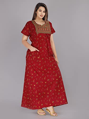Women's Pure Cotton Regular Rajasthani Nighty Jaipuri Gown Maxi