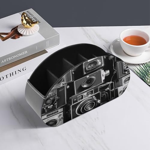 Support de télécommande en cuir rétro avec 5 compartiments pour bureau et maison