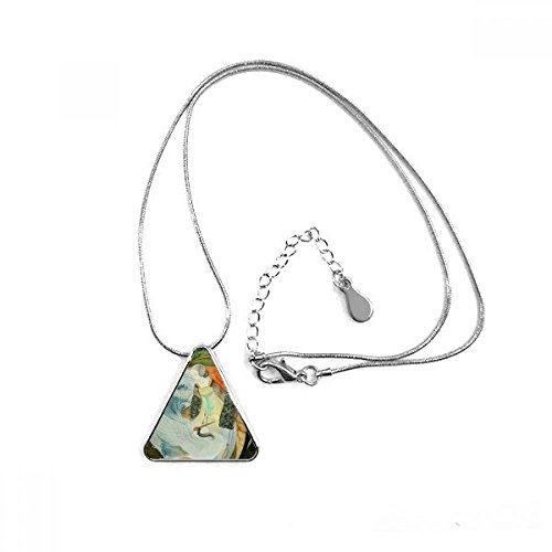 Collier grue blanche en métal antique au design géométrique raffiné