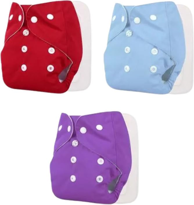 KINDAR CARE Washable Cloth Diaper Nappies with Wet-Free Inserts, Washable Reusable Pocket Cloth Diapers for Baby Infants/Toddlers, Pack of 3 Cloth Diaper + 3 Insert (Multicolor),CD358-image-43