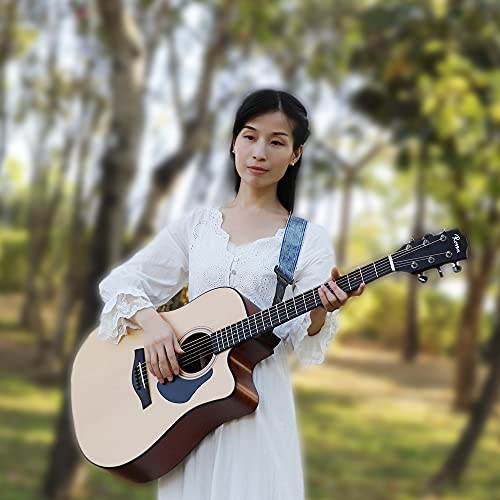 Rayzm Guitar Strap With Quick Release Leather Ends, Washed Demin Blue Adjustable Strap For Acoustic/Electric/Bass Guitar With Clip,5Cm Wide #TOP2