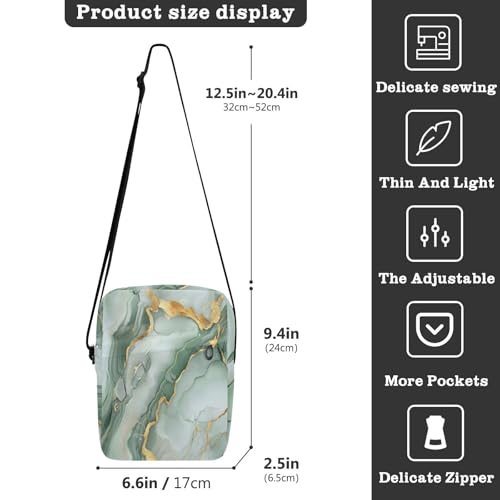 messenger bags over the shoulder bags for men Women's Purse Adjustable Strap for business business- Marble Green Grey3