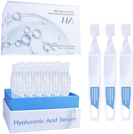 5% Hyaluronic Acid Serum Ultra Moisturizing & Elastic Skin - Wake Nature Perfection Hyaluronic Acid - Anti-Aging Serum for Face Single-Use Vials Skincare - Repair Sensitive Skin (1.5 ml)*30