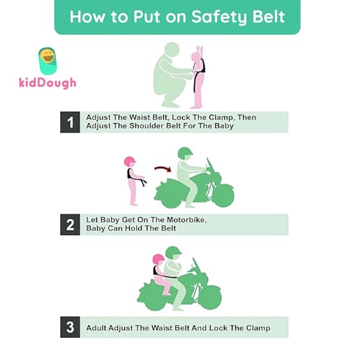 Image of KidDough Baby Safety Belt for Kids | Two Wheeler Bike /Scooty Belt for Kids Safety, Child Harness Safety Belt with Adjustable Baby Carrier for Toddlers & Baby (Cartoon Blue)