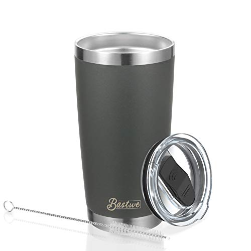 4 Pack 20oz Vacuum Insulated Tumblers, Bastwe Double Wall Stainless Steel Travel Mug with Lid and Straw for Home, Office, School, Works Great for Ice Drink, Hot Beverage (Charcoal) - Thumbnail 5