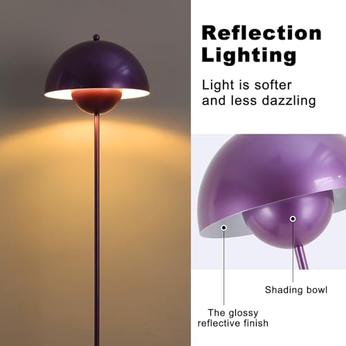 Image of Mid-Century Modern Metal Bud Floor Lamp for Home and Office, Pearl Violet