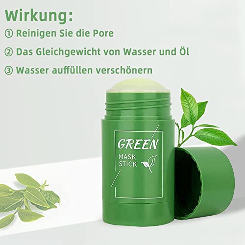 Green Mask Stick,Grüner Tee Clay Maske, Tiefenreinigung zur Ölkontrolle Mitesser Entfernen,Befeuchtet und kontrolliert… - Image 4