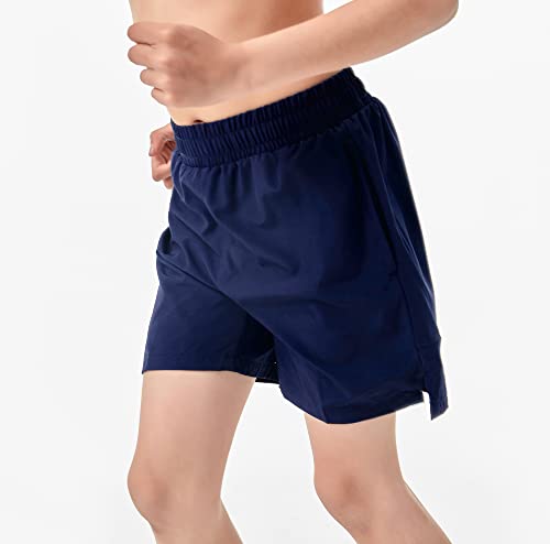IRELIA Boys Box Brief Liner Compression Mesh Athletic Shorts Pocket Kids Quick Dry Active Sports Shorts with Reflective Strip Navy 14-16 - image 6