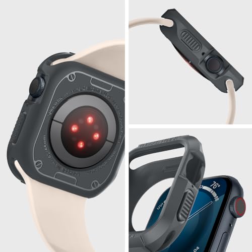 Image of Spigen Rugged Armor Designed for Apple Watch Case Series SE3 /9 /8 /SE2 /7 /6 /SE /5 /4 45mm /44mm Durable TPU Cover - Dark Gray