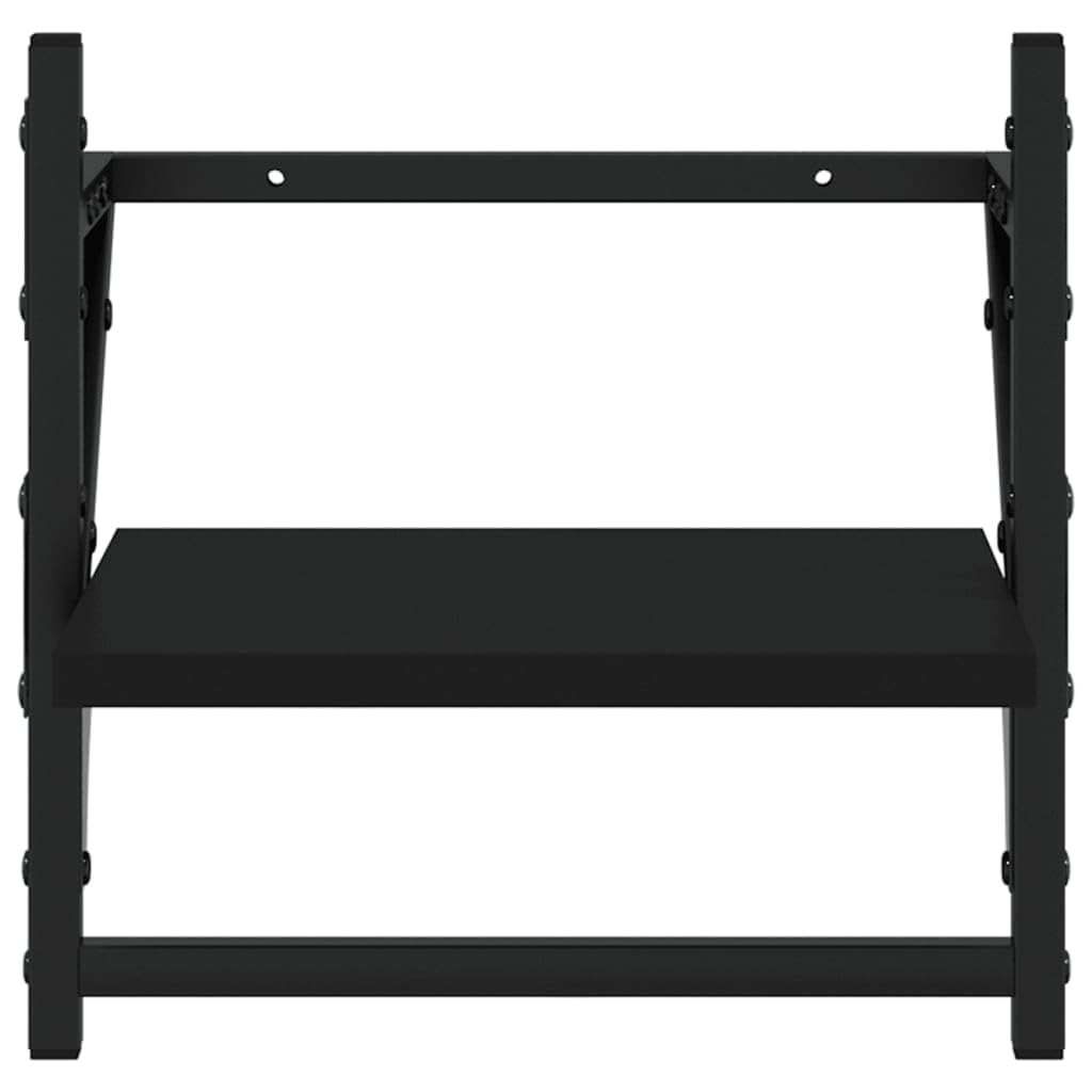 Scaffalature, mensole da parete e sporgenze, mensole da parete con barre, 2 pezzi, nero, 30 x 25 x 30 cm