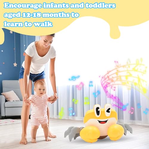 Coriver Krabbe Baby Spielzeug, Musik Krabbelspielzeug Interaktives, Elektronische Krabbelnde Krabbe, Crab Krabbelhilfe Spielzeug Geschenk für Kinder,Tummy Time Toys für Baby 6 7 8 9 10 Monate