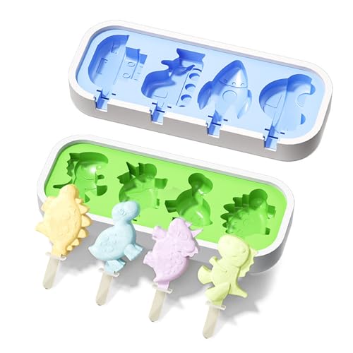 2 Piezas Moldes de Helado Silicona, Moldes para Helados con Tapa y 12 Palitos Reutilizables, Popsicle Moldes Sin BPA, Moldes Paletas para Niños, DIY Moldes Helados Moldes para Polos