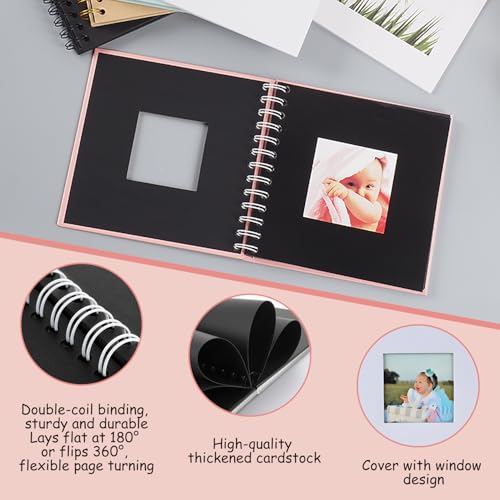 xiluuyou Fotoalbum zum Selbstgestalten 17x17 cm, Scrapbook Album, 20 Blatt Schwarze Seiten Fotobuch zum Einkleben für Baby Geburtstag Jahrestag Hochzeit, Bezugsfarbe - Weiß