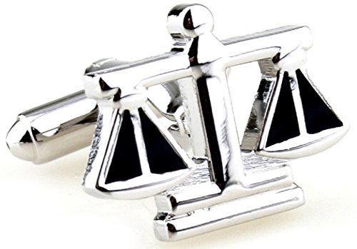 MRCUFF Scales of Justice Attorney Lawyer Judge Libra Pair Cufflinks in a Presentation Gift Box & Polishing Cloth