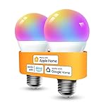 Refoss Smart Bulbs Works with Apple HomeKit, Color Changing Smart Wi-Fi Light Bulbs Compatible with Siri, Alexa and Google, A19 E26 Fitting, 2700K-6500K RGBWW Dimmable, 9W 810 Lumens, 2 Pack