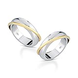 Donipreziosi Coppia Fedine Personalizzate in Argento 925 con Filo Oro, Made in Italy - 2 Anelli Personalizzabili con Incisione Nome e Data - Fedi Eleganti Ipoallergeniche con Certificato (Coppia)