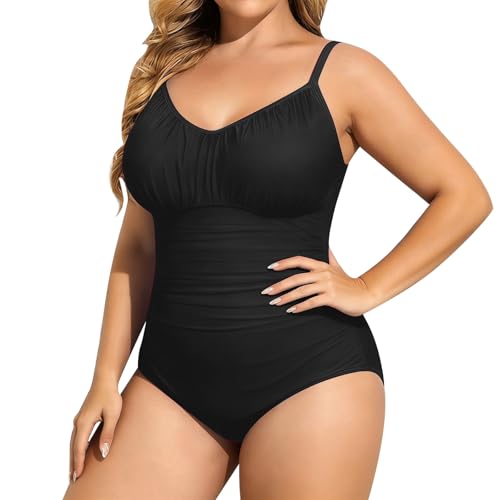 Maillot de bain grande taille noir galbant et extensible en 1XL