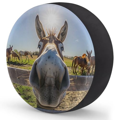 Image of Spare Tire Cover for RV Trailer, Animal Donkey Tire Covers Universal Fit for Travel Trailer Camper Jeep RV SUV Truck Waterproof Wheel Cover (14 inch for Diameter 25 inch - 27 inch)