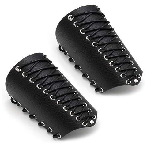 MILAKOO 1-2 Pcs Mens Leather Wide Cuff Wrap Gauntlet Wristband Fastening Arm Armor Cuff Adjustable Cover