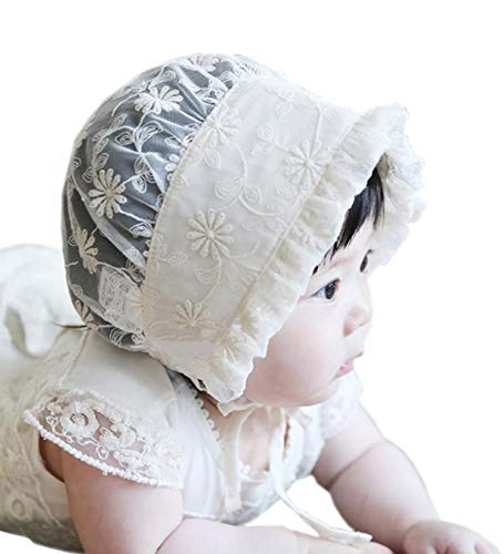 Styles I Love Infant Baby Girls Spring Summer Floral Lace Cotton Bonnet Adjustable Lightweight Sun Hat Ivory #TOP7