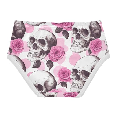 Wusikd Skulls Roses Girls' Underwear Cotton Dots Girls Briefs Soft Toddler Underwear 2T2
