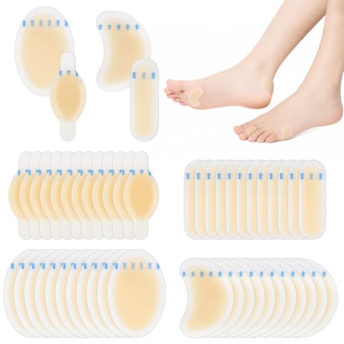 50 Piezas Parches para Ampollas de Pies, Almohadillas Para Ampollas | Resistentes al Agua Vendas Hidrocoloides Para Pies Apósitos Impermeables Para Talones y Dedos Protección Contra Rozaduras