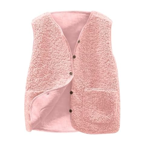 Générique Gilet Femme sans Manche Veste Polaire Chaud Manteau Automne Hiver Sherpa Waistcoat Casual Outdoor Gilets Blousons Couleur unie sans Manches Bouton Veste Cover