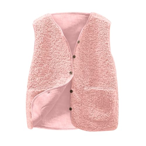 Générique Gilet Femme sans Manche Veste Polaire Chaud Manteau Automne Hiver Sherpa Waistcoat Casual Outdoor Gilets Blousons Couleur unie sans Manches Bouton...