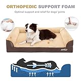 JOYELF Orthopädisches Hundebett für mittelgroße Hunde, U-förmiges Schaumstoffsofa mit abnehmbarem waschbarem Bezug und rutschfestem Boden für kleine bis mittelgroße Hunde - Kaffee