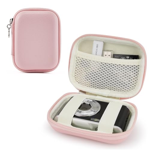JYNVO Bolsa pequeña para cámara digital, adecuada para cámaras Sony, Canon y Fuji, funda protectora impermeable, caja a prueba de golpes para minicámaras, color rosa
