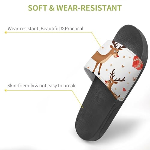 Christmas Deer Pattern Funny House Sandals Non Slip Shower Slippers Quick Drying Bathroom Shoes for Women Men3