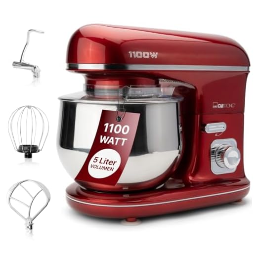 Clatronic KM 3712 - Amasadora potente con tapa transparente antisalpicaduras y apertura de relleno, 1100 W, 5 litros, brazo multifunción giratorio