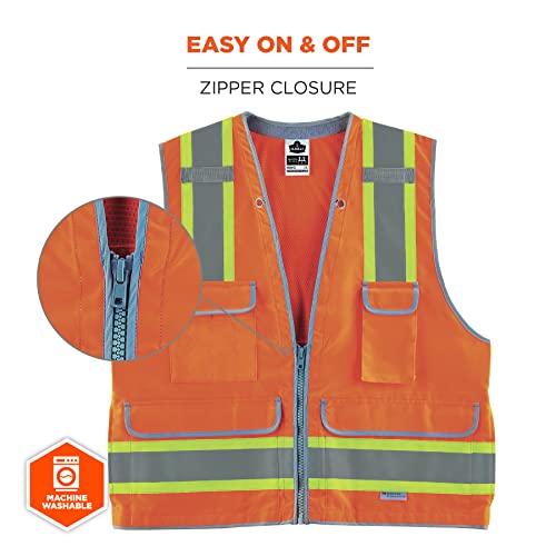 Ergodyne 21455 Glowear 8254Hdz Class 2 Heavy-Duty Surveyors Safety Vest ,Orange thumb #2
