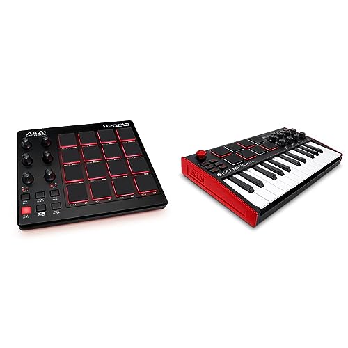 AKAI Professional MPD218 - MIDI Pad Controller, Drum Pad Machine, Beat Maker mit 16 Pads & AKAI Professional MPK Mini MK3 – 25-Tasten USB MIDI Keyboard Controller