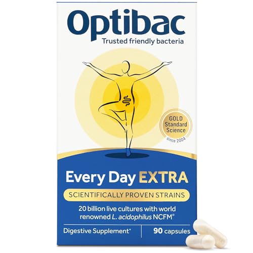 Optibac Every Day Extra - Advanced Daily Digestive Supplement - Most Researched Lactobacillus Acidophilus - 90 Vegan Capsules
