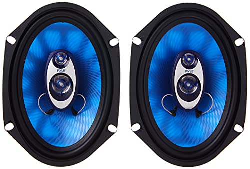 Pyle 6” X 8” Car Sound Speaker (Pair) - Upgraded Blue Poly Injection Cone 3-Way 360 Watts W/ Non-Fatiguing Butyl Rubber Surround 70 - 20Khz Frequency Response 4 Ohm & 1" Asv Voice Coil - Pyle Pl683Bl #TOP2